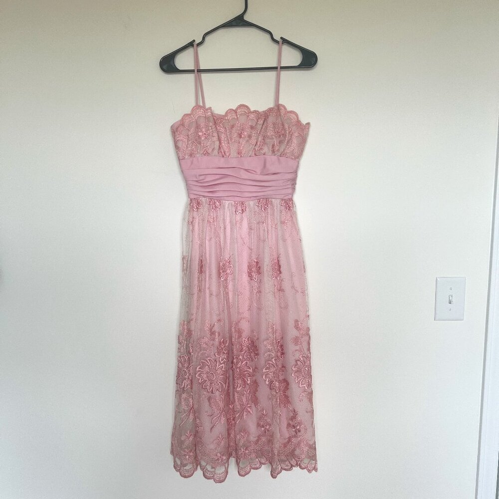 Lillie Rubin Pink Lace Midi Dress